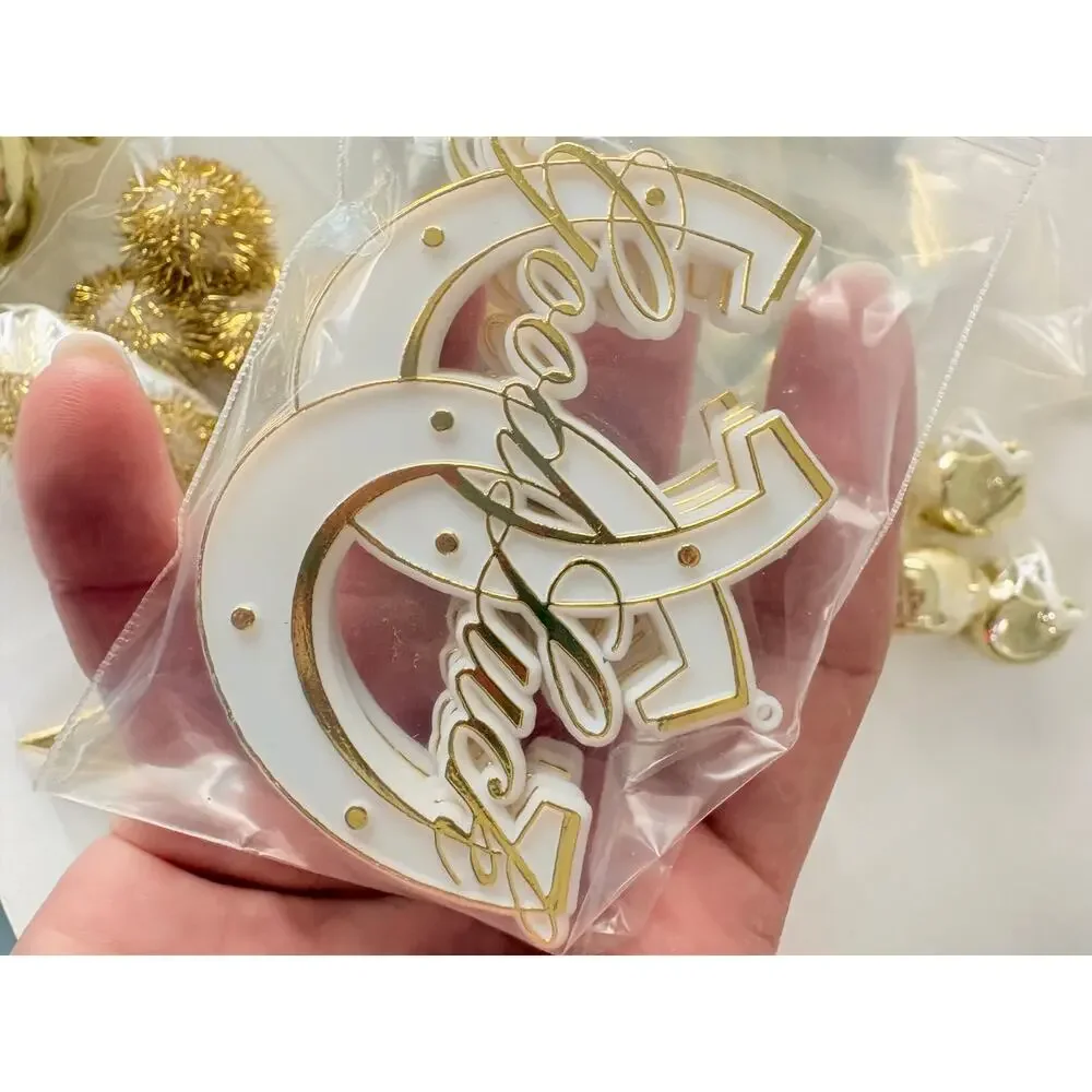 Craft Lot Gold Homecoming Mum Charms Football Stars Megaphones helmets horseshoe